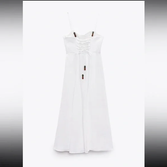 White Spaghetti Strap Midi Dress - Picture 5 of 10